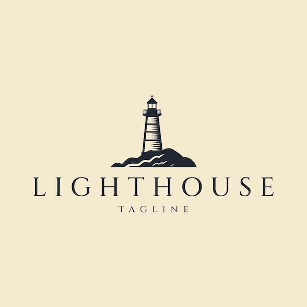 Ilustración de vector de diseño de logotipo de faro
