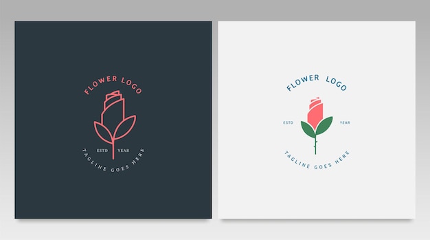 Ilustración de vector de diseño de logotipo de flor y rosa