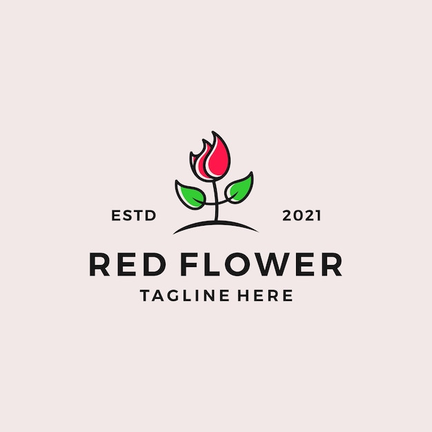 Ilustración de vector de diseño de logotipo de flores rojas