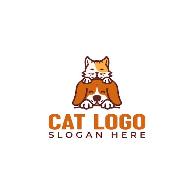 Ilustración de vector de diseño de logotipo de gato encantador hermoso