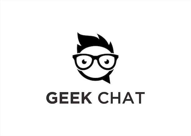 Ilustración de vector de diseño de logotipo de geek de chat