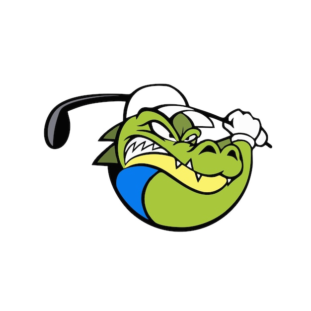 Ilustración de vector de diseño de logotipo de golf de cocodrilo de color