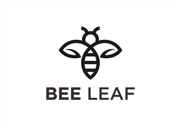 Ilustración de vector de diseño de logotipo de hoja de abeja