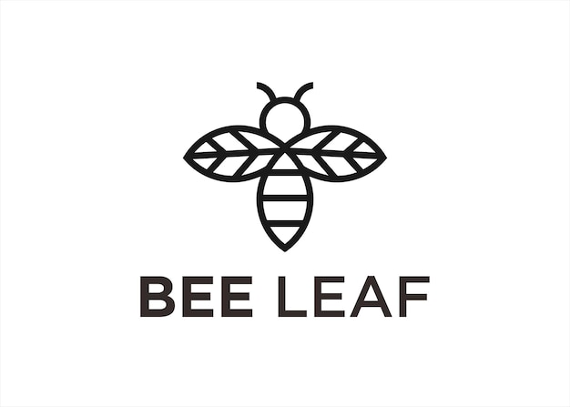 Ilustración de vector de diseño de logotipo de hoja de abeja