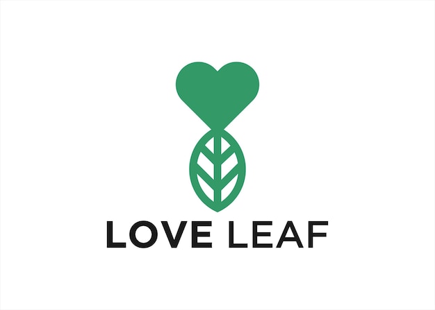 Ilustración de vector de diseño de logotipo de hoja de amor