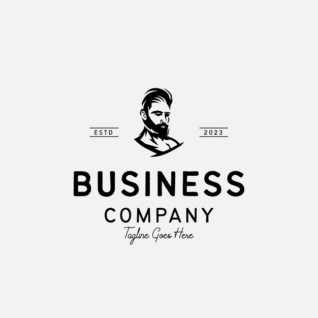 Ilustración de vector de diseño de logotipo de hombre de barba vectorial
