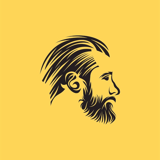 Ilustración de vector de diseño de logotipo de hombre de barba