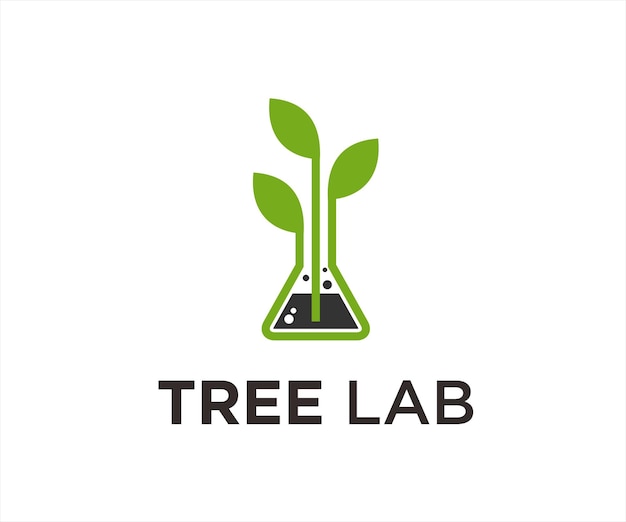 Ilustración de vector de diseño de logotipo de laboratorio de árbol