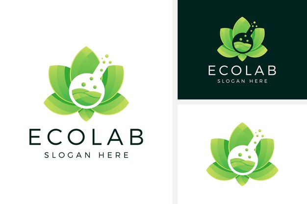 Ilustración de vector de diseño de logotipo de laboratorio de hoja