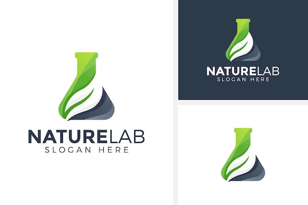 ilustración de vector de diseño de logotipo de laboratorio de hoja