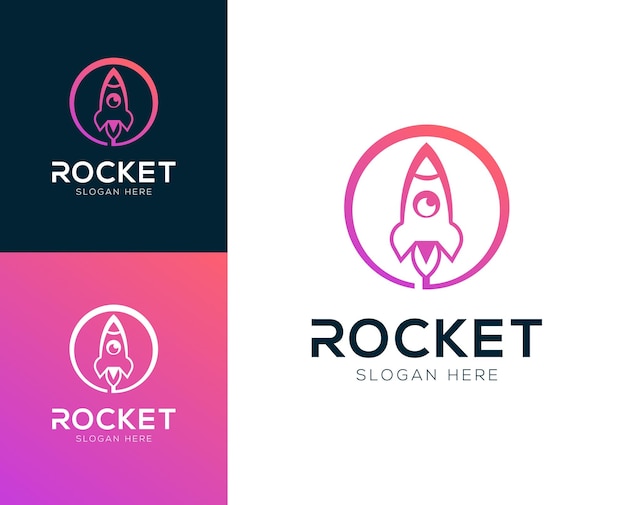 Ilustración de vector de diseño de logotipo de lanzamiento de cohete moderno