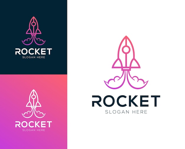 Ilustración de vector de diseño de logotipo de lanzamiento de cohete moderno