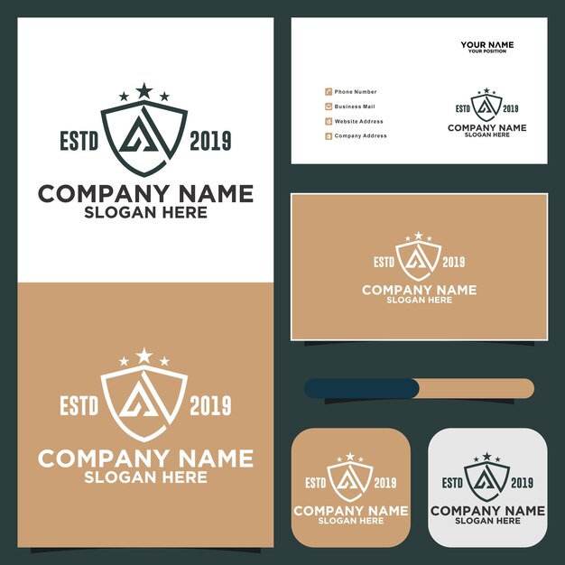 Ilustración de vector de diseño de logotipo de letra inicial AL triángulo forma escudo icono.