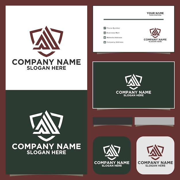 Ilustración de vector de diseño de logotipo de letra inicial AU triángulo forma escudo icono.
