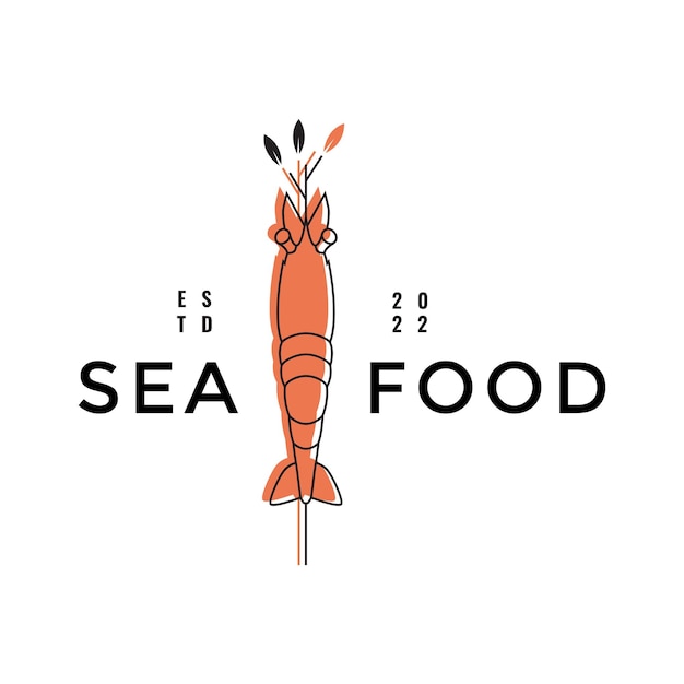 Ilustración de vector de diseño de logotipo de línea de mariscos frescos