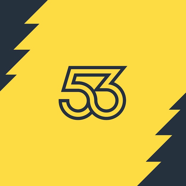 Ilustración de vector de diseño de logotipo lineal con contorno geométrico en bucle de letra 53