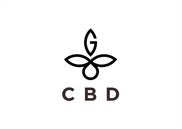 Ilustración de vector de diseño de logotipo de marihuana letra g