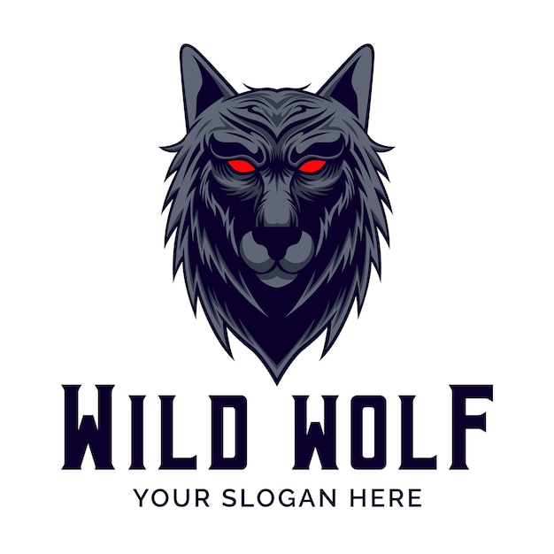 Ilustración de vector de diseño de logotipo de mascota de cabeza de lobo en estilo moderno