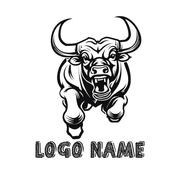 Ilustración de vector de diseño de logotipo de mascota de cabeza de toro vectorial