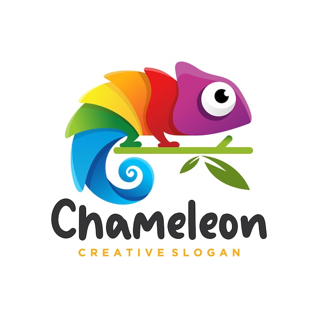 Ilustración de vector de diseño de logotipo de mascota de camaleón