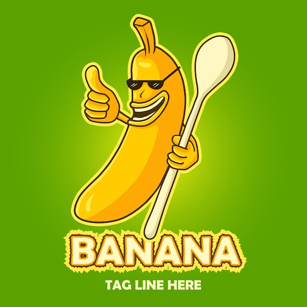 Ilustración de vector de diseño de logotipo de mascota de personaje de plátano