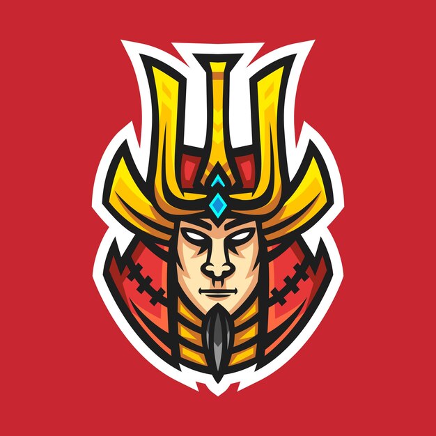 Ilustración de vector de diseño de logotipo de mascota Samurai