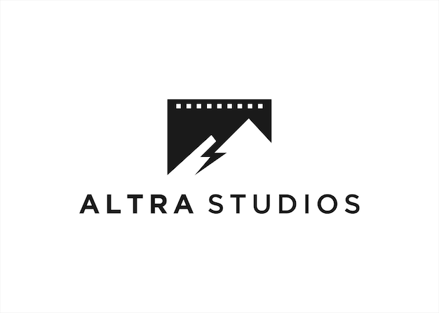 Ilustración de vector de diseño de logotipo de montaña de película