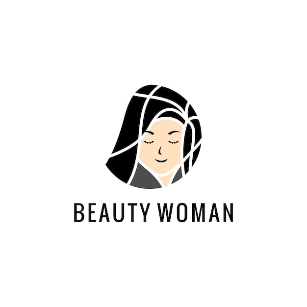 Ilustración de vector de diseño de logotipo de mujer de belleza