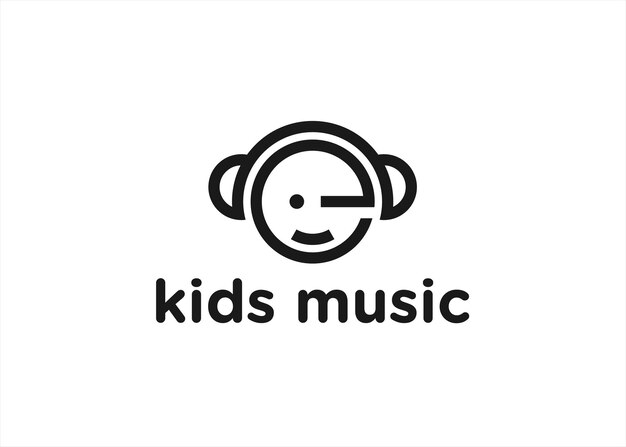 Ilustración de vector de diseño de logotipo de música para niños