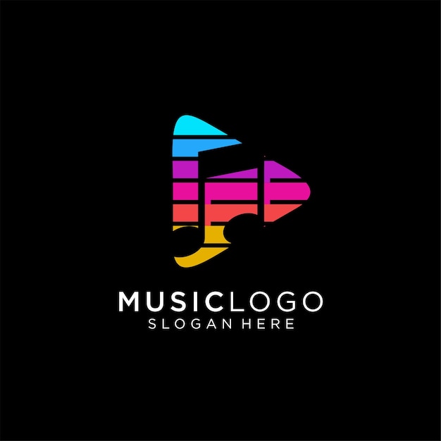 Ilustración de vector de diseño de logotipo de música