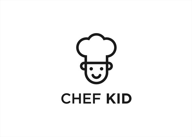 Ilustración de vector de diseño de logotipo de niño chef