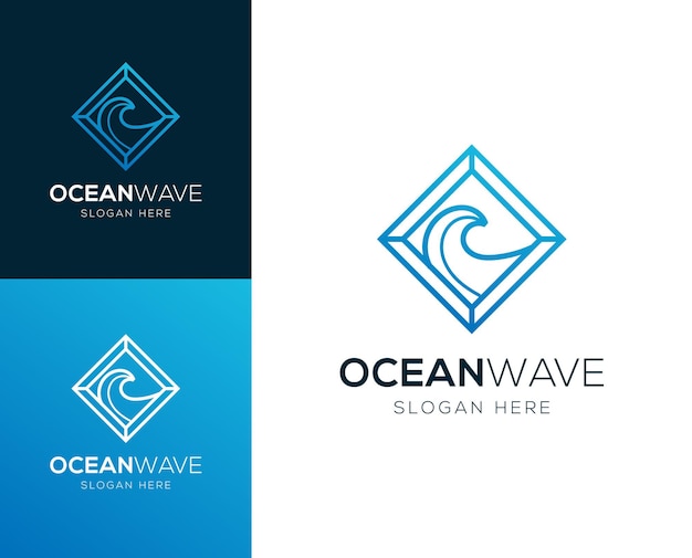 Ilustración de vector de diseño de logotipo de océano de onda de mar abstracto