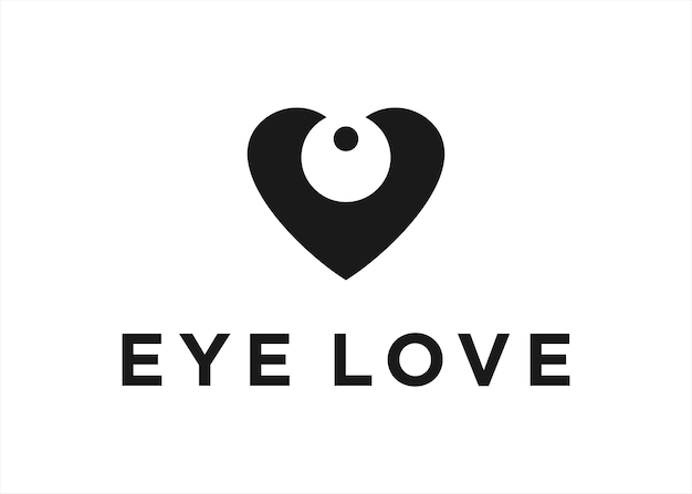 Ilustración de vector de diseño de logotipo de ojo de amor