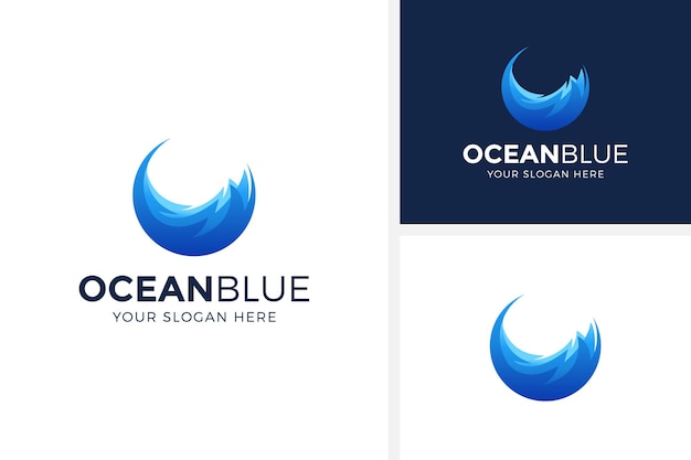 Ilustración de vector de diseño de logotipo de onda oceánica creativa