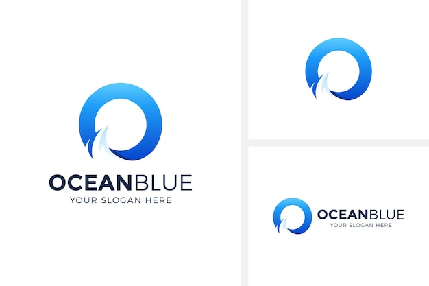 Ilustración de vector de diseño de logotipo de onda oceánica creativa