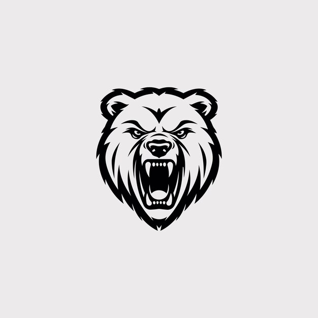 Ilustración de vector de diseño de logotipo de oso enojado