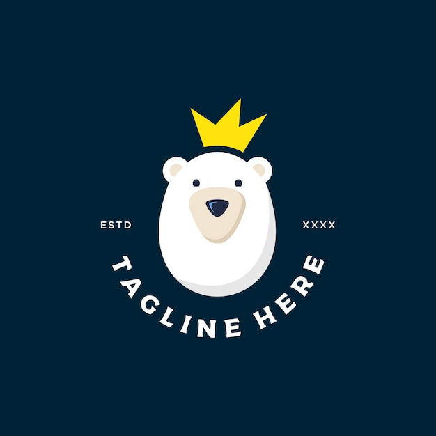 Ilustración de vector de diseño de logotipo de oso polar rey