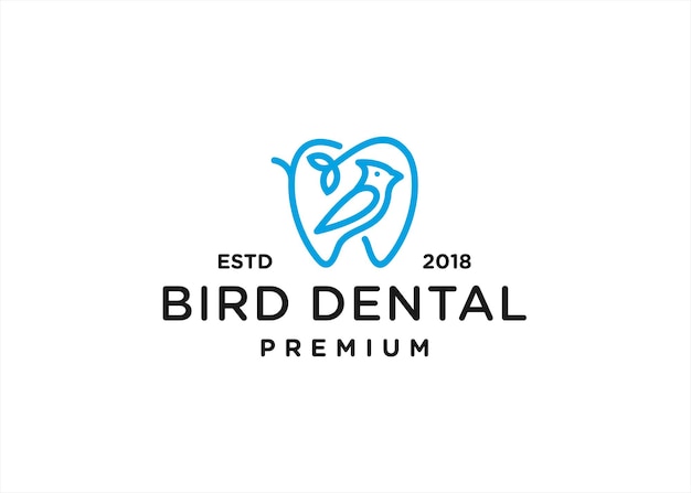 Ilustración de vector de diseño de logotipo de pájaro dental