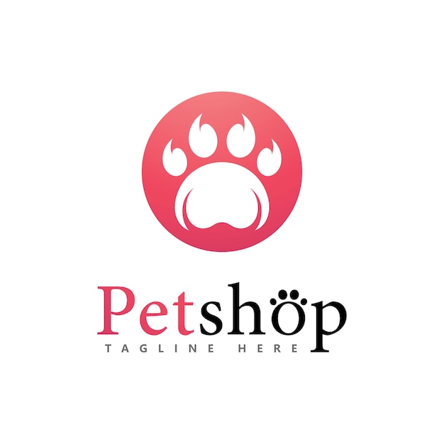 Ilustración de vector de diseño de logotipo de pata, para logotipo de tienda de mascotas