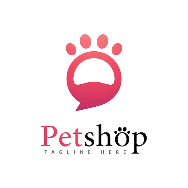 Ilustración de vector de diseño de logotipo de pata, para logotipo de tienda de mascotas