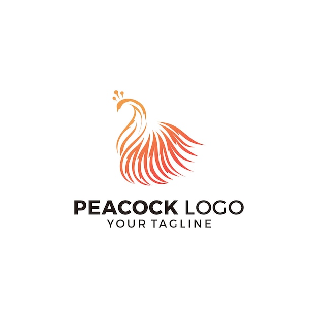 Ilustración de vector de diseño de logotipo de pavo real