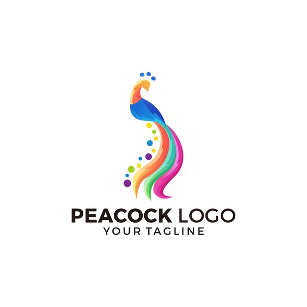 Ilustración de vector de diseño de logotipo de pavo real