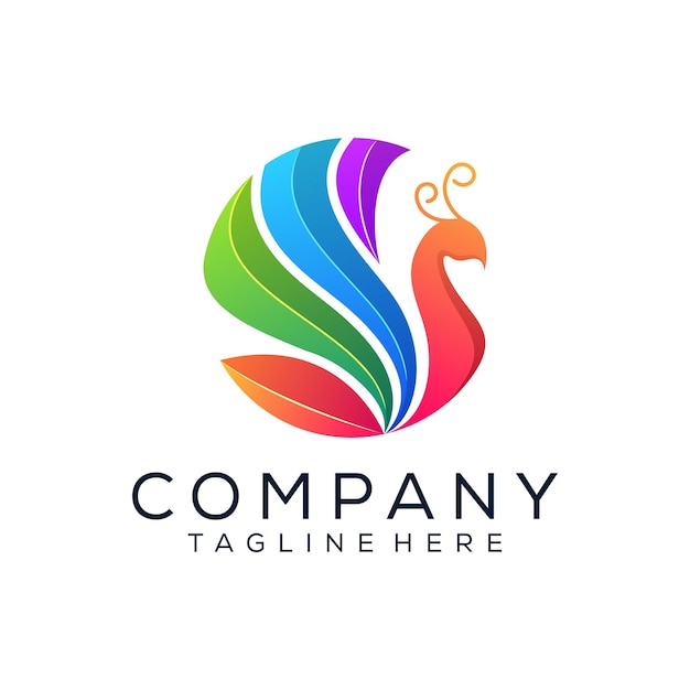 Ilustración de vector de diseño de logotipo de pavo real