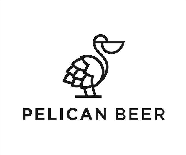 Ilustración de vector de diseño de logotipo de pelícano de cerveza