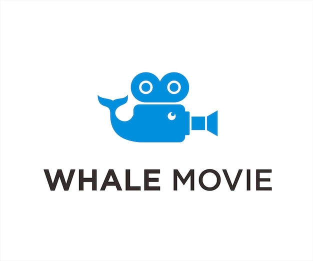 Ilustración de vector de diseño de logotipo de película de ballena