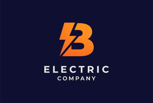 Ilustración de vector de diseño de logotipo de perno de trueno eléctrico de letra b