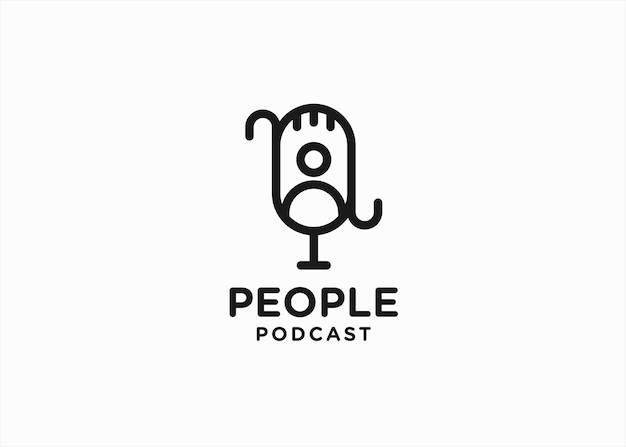 Ilustración de vector de diseño de logotipo de personas de podcast