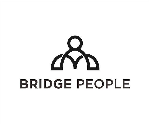 Ilustración de vector de diseño de logotipo de personas de puente