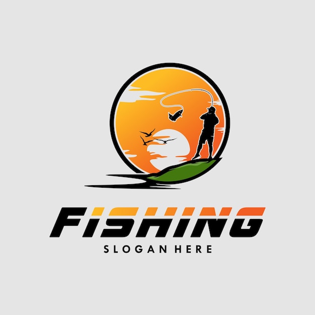Ilustración de vector de diseño de logotipo de pesca