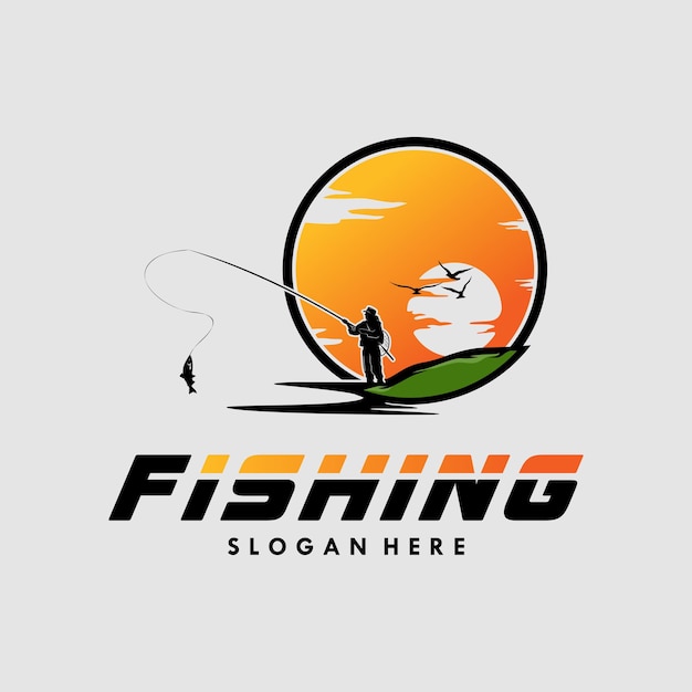 Ilustración de vector de diseño de logotipo de pesca